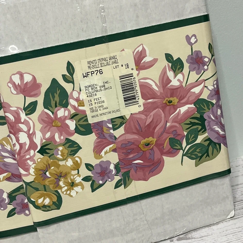 Martha‎ Stewart Floral Wallpaper Border 3 Rolls Ardley Pink Purple Gold 15yd NEW
